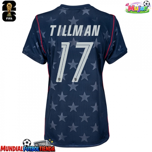 Camiseta Estados Unidos Malik Tillman #17 Segunda Equipación Replica Mundial 2026 para mujer mangas cortas